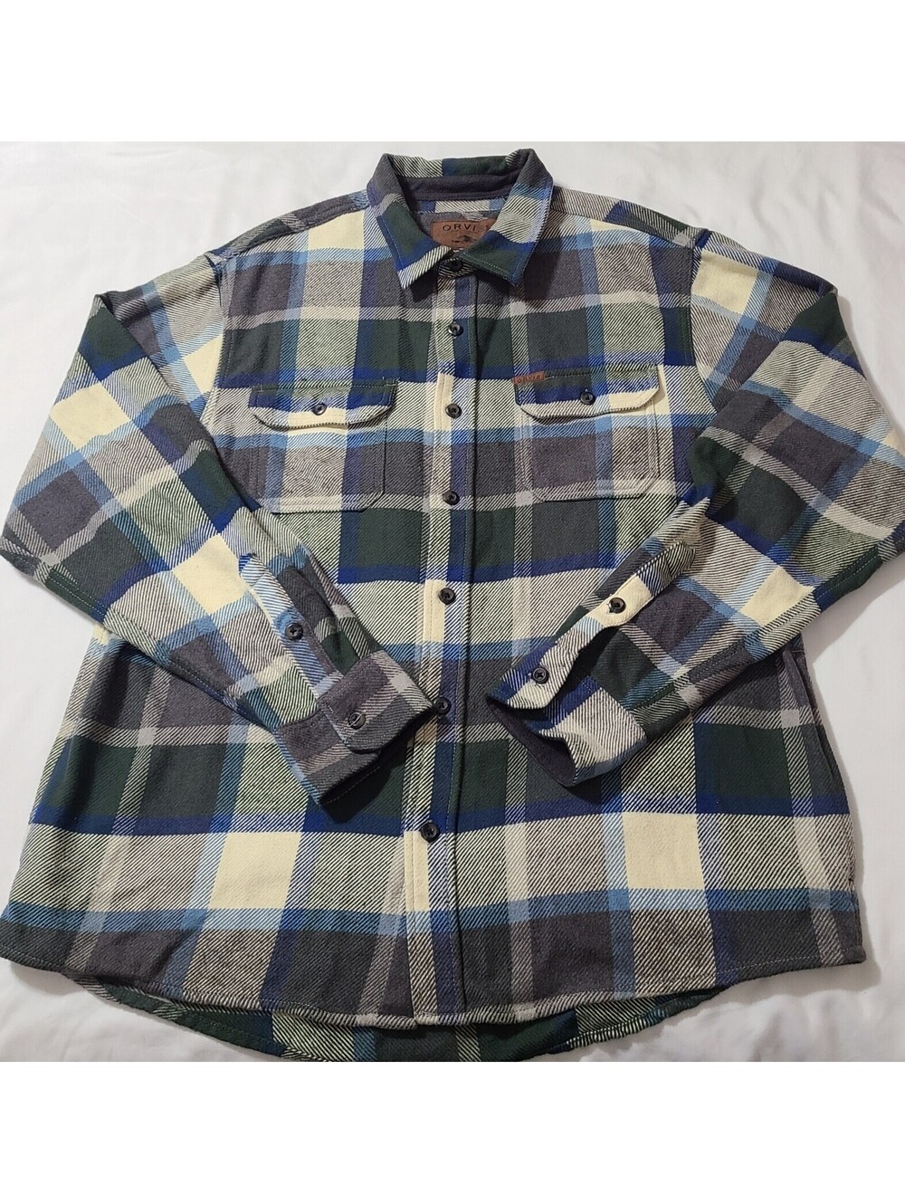 Orvis Flannel Shacket Mens Sz XL Plaid Multicolor Heritage Heavyweight Workwear